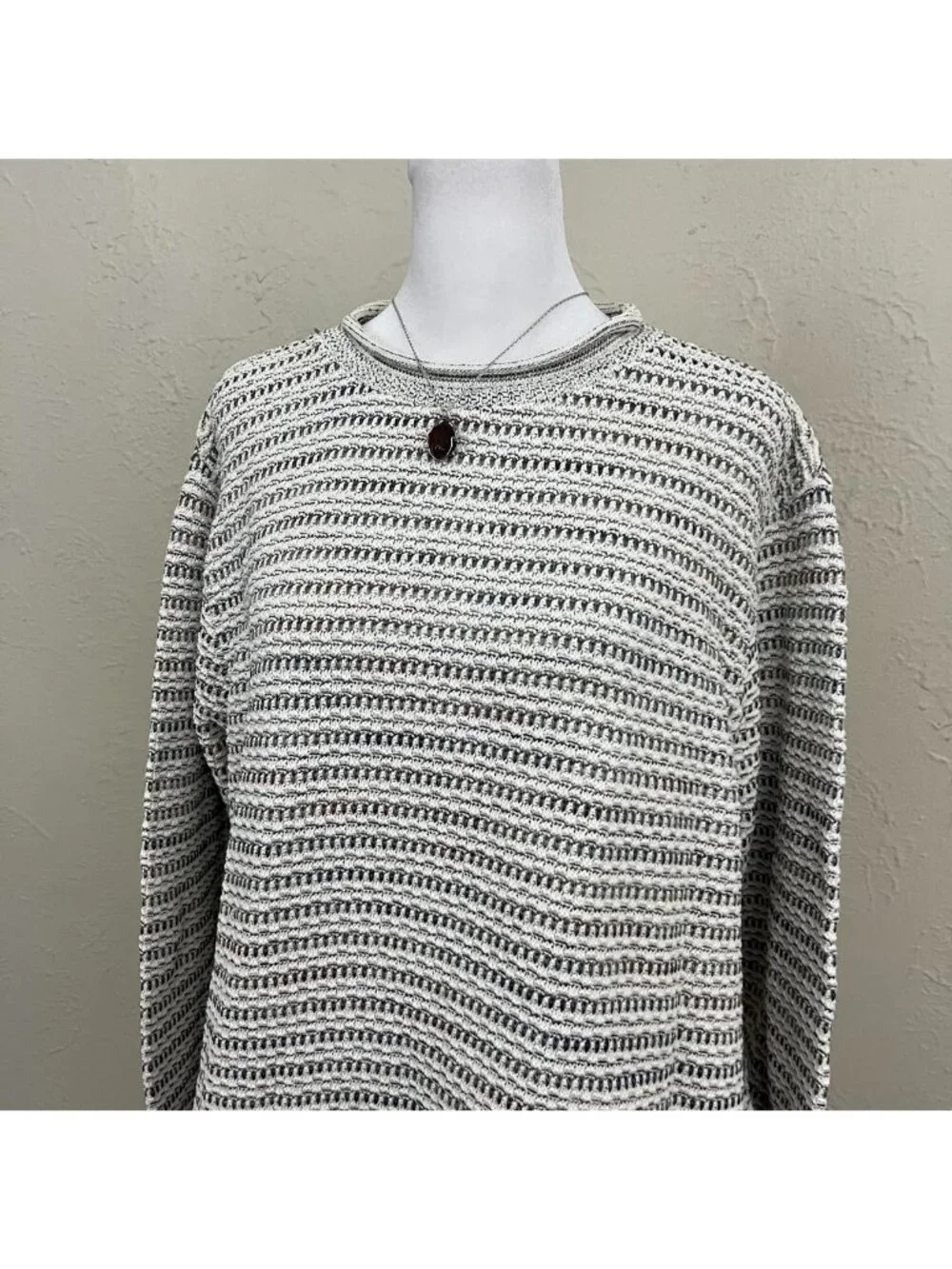 vintage 90s striped boho granola grunge roll neck sweater - Picture 3 of 8